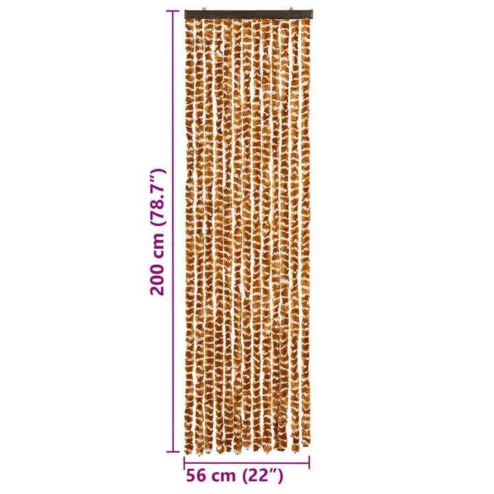 flueforhæng 56x200 cm chenille okkergul og hvid