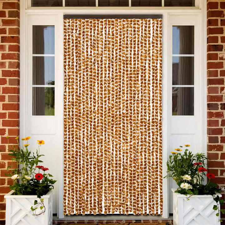 flueforhæng 90x200 cm chenille okkergul og hvid