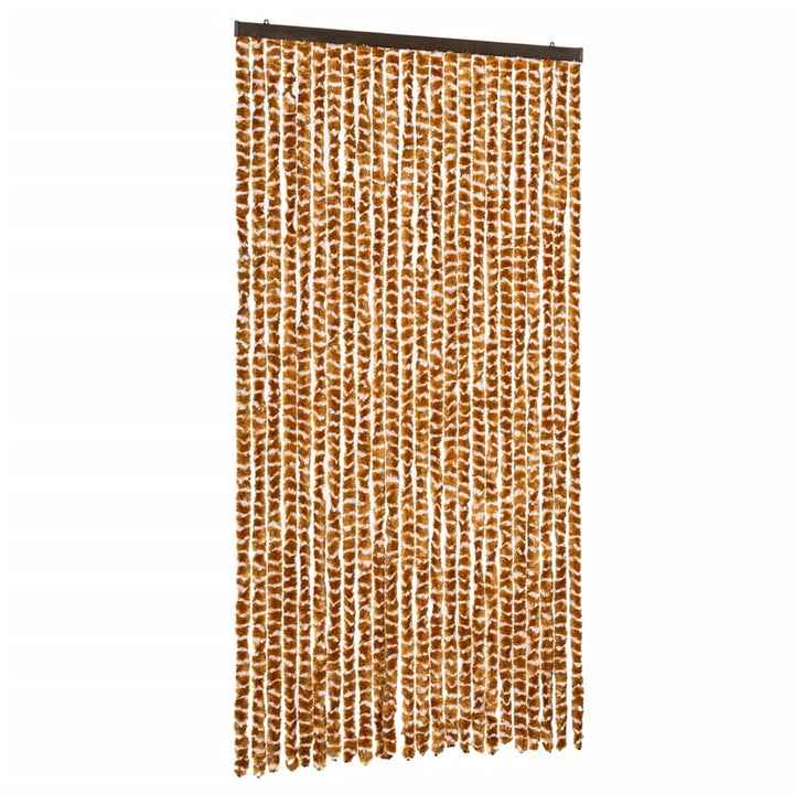 flueforhæng 100x200 cm chenille okkergul og hvid