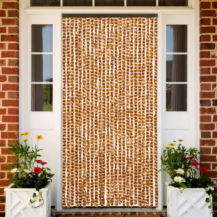 flueforhæng 100x200 cm chenille okkergul og hvid