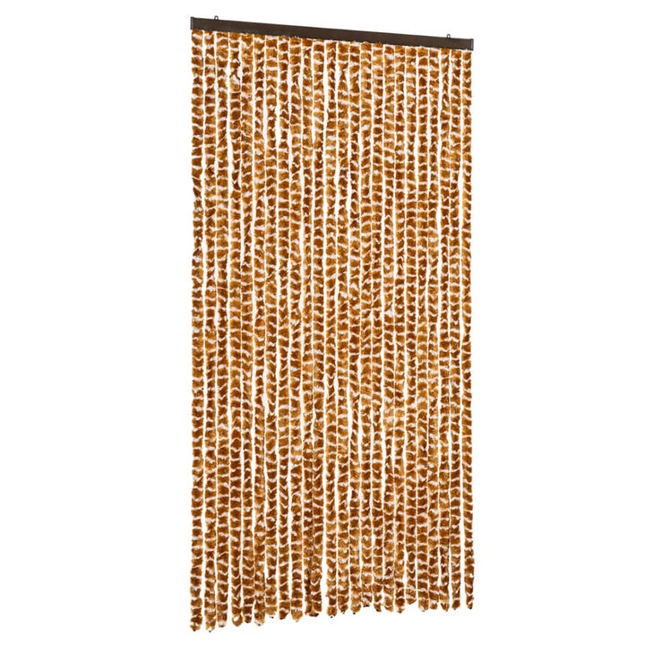 flueforhæng 100x230 cm chenille okkergul og hvid