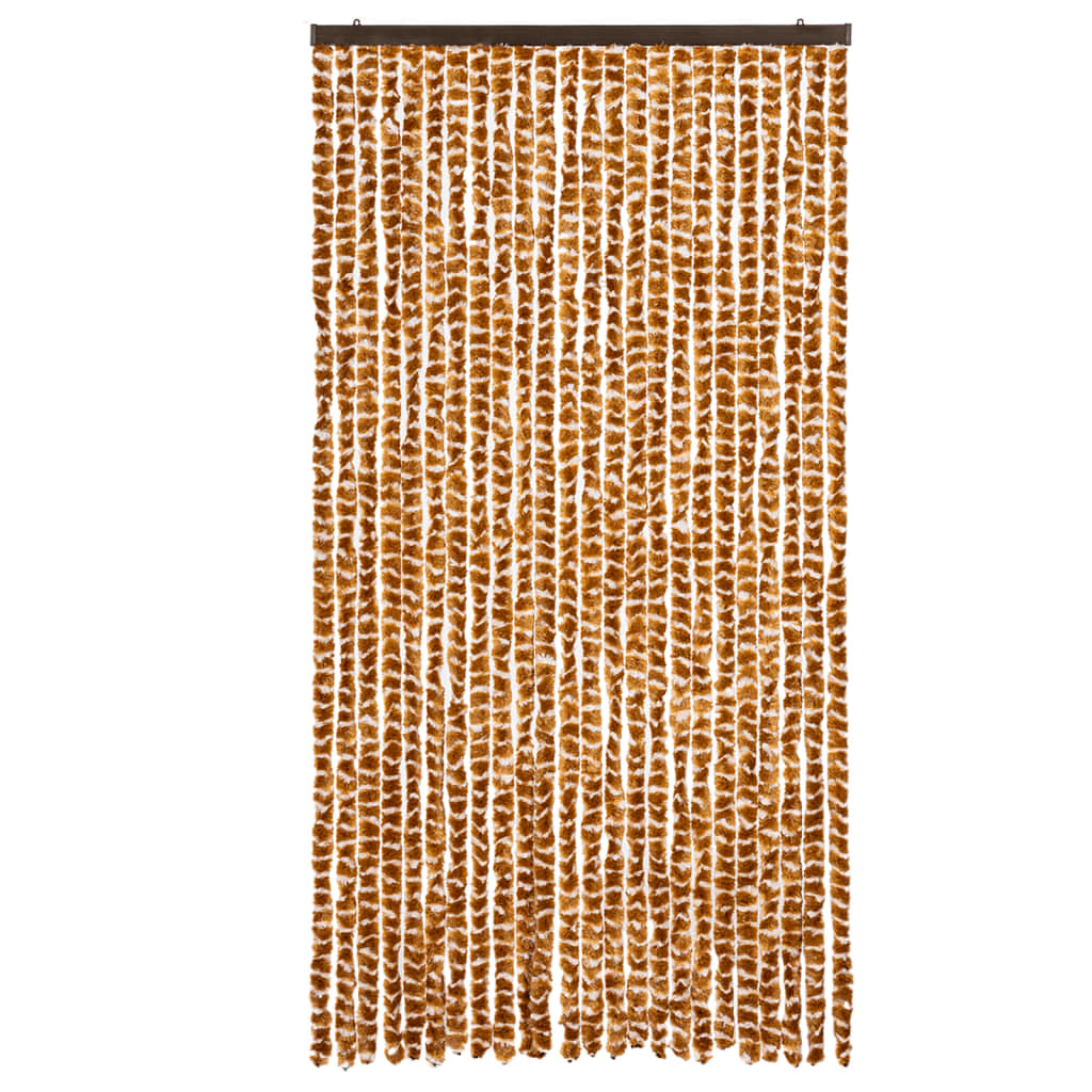 flueforhæng 100x230 cm chenille okkergul og hvid