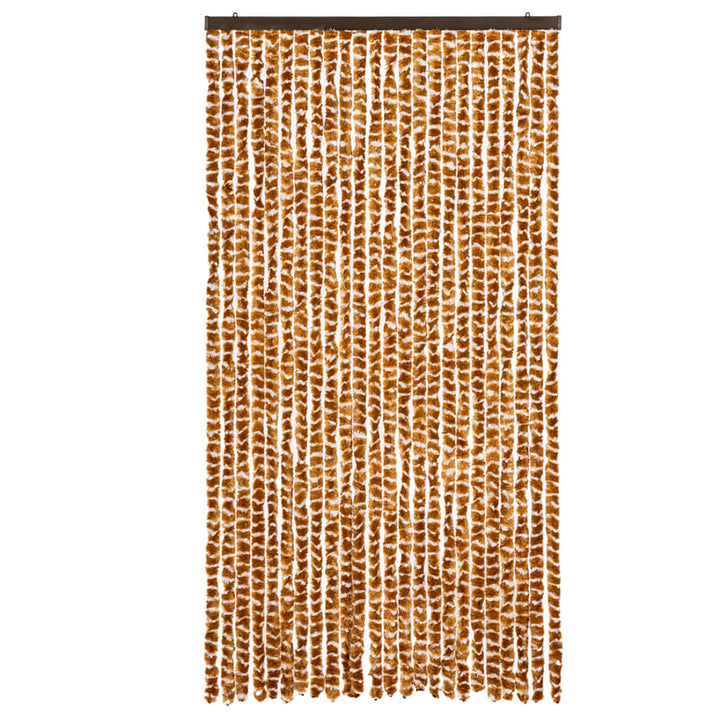 flueforhæng 100x230 cm chenille okkergul og hvid