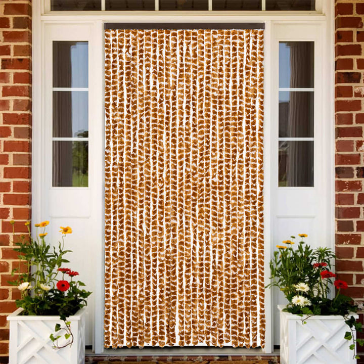 flueforhæng 100x230 cm chenille okkergul og hvid
