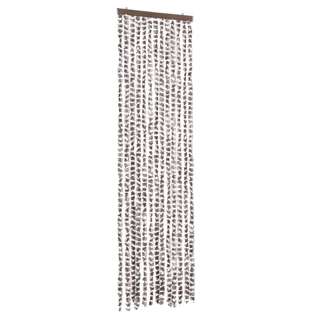 flueforhæng 56x200 cm chenille gråbrun og hvid