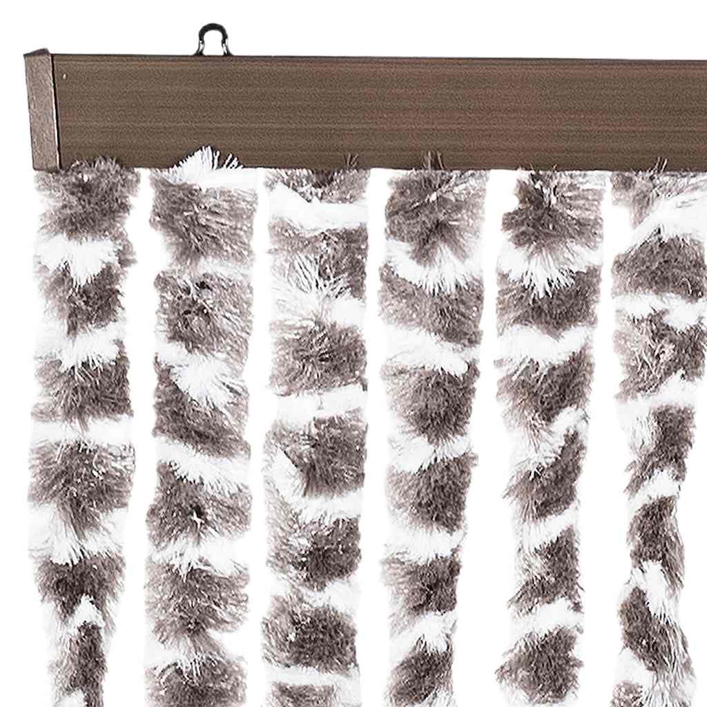 flueforhæng 56x200 cm chenille gråbrun og hvid
