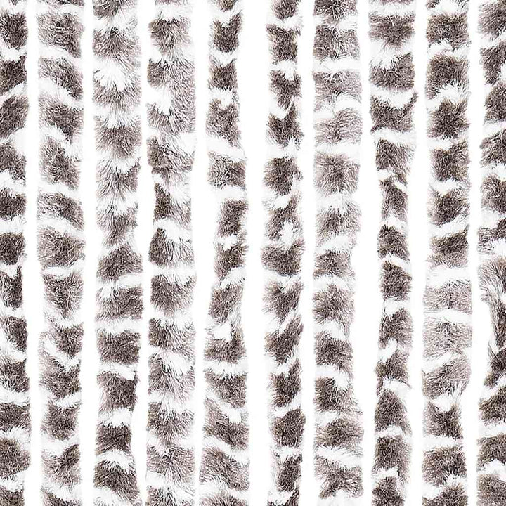 flueforhæng 56x200 cm chenille gråbrun og hvid