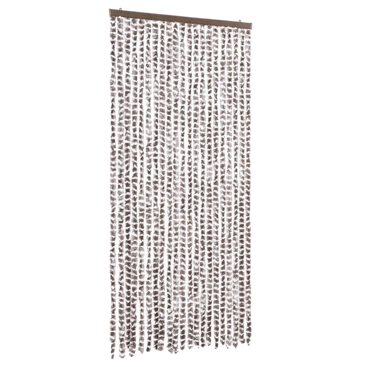 flueforhæng 90x200 cm chenille gråbrun og hvid
