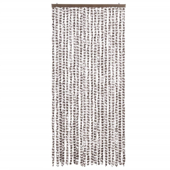 flueforhæng 90x200 cm chenille gråbrun og hvid