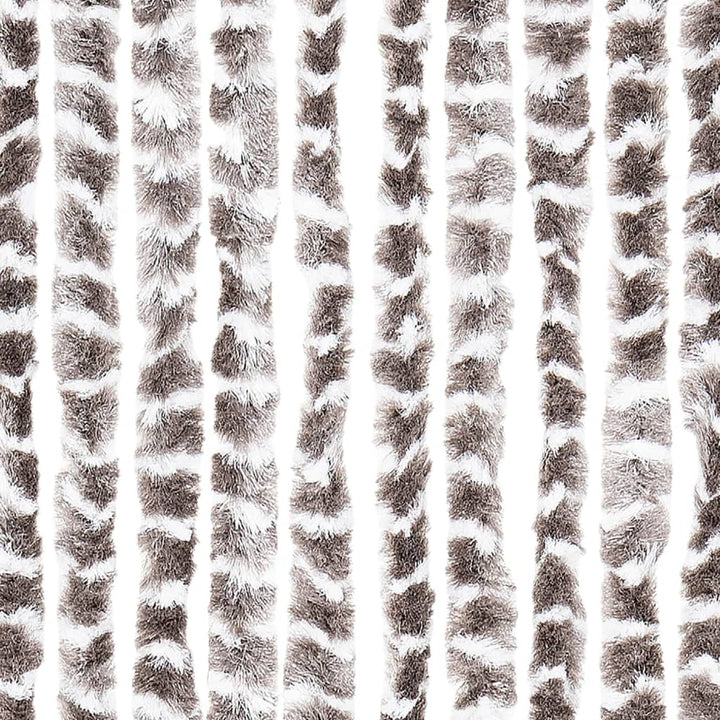 flueforhæng 90x200 cm chenille gråbrun og hvid