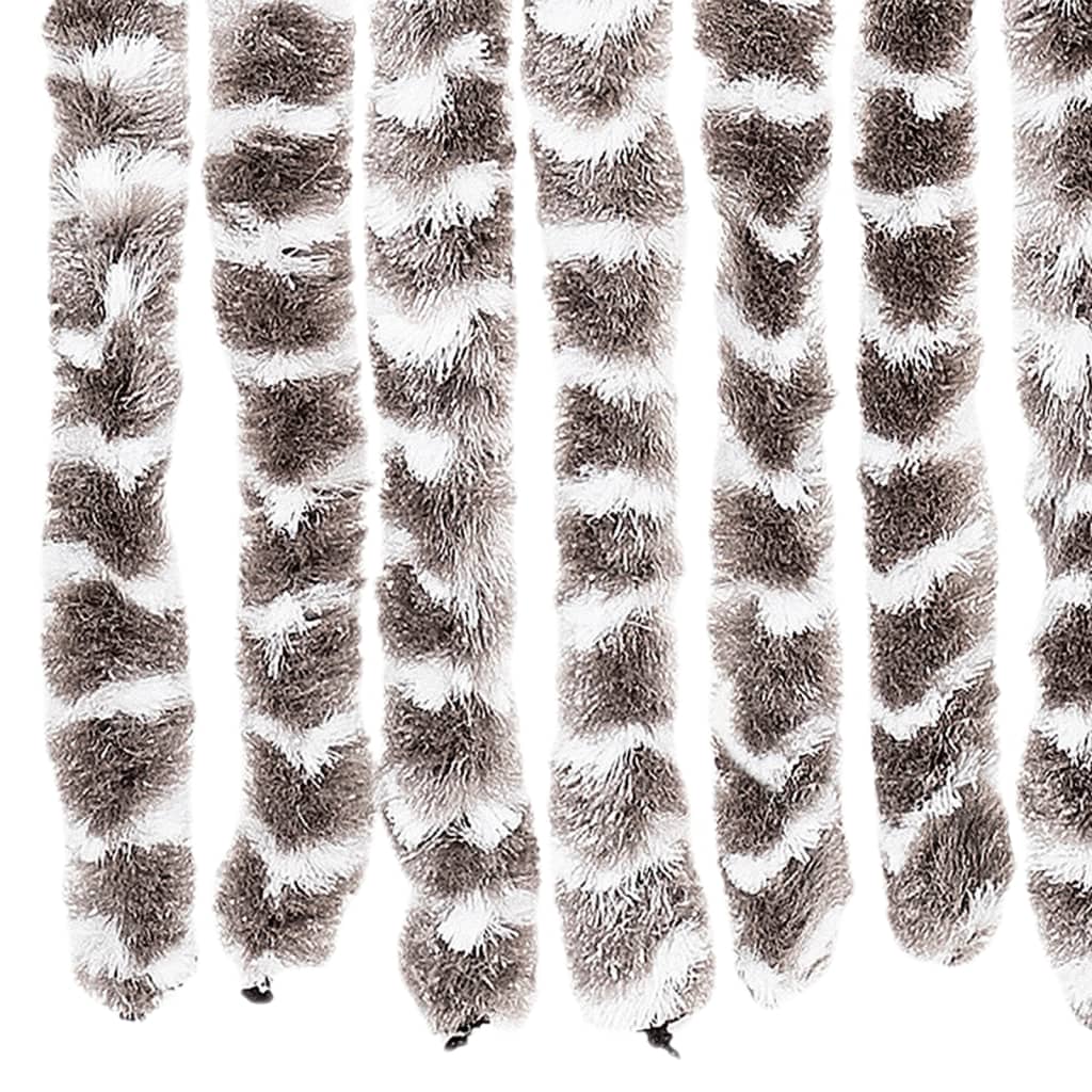 flueforhæng 90x200 cm chenille gråbrun og hvid