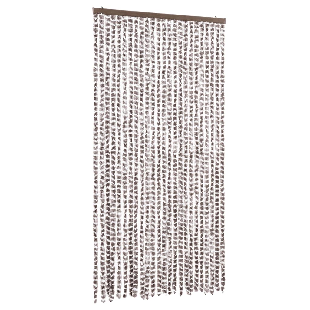 flueforhæng 100x200 cm chenille gråbrun og hvid