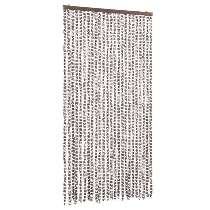 flueforhæng 100x200 cm chenille gråbrun og hvid