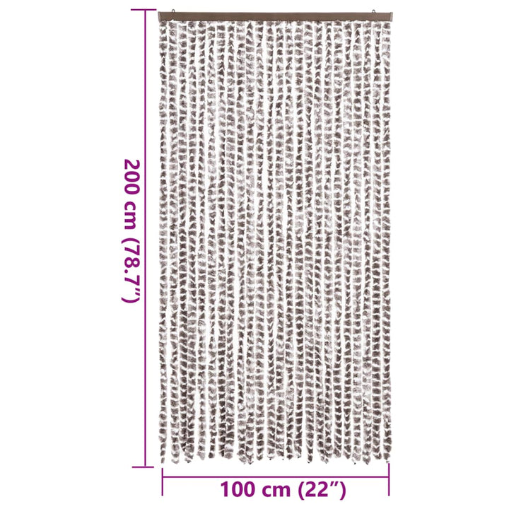 flueforhæng 100x200 cm chenille gråbrun og hvid