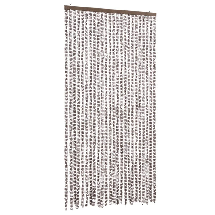 flueforhæng 100x230 cm chenille gråbrun og hvid
