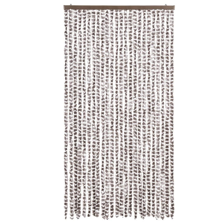 flueforhæng 100x230 cm chenille gråbrun og hvid