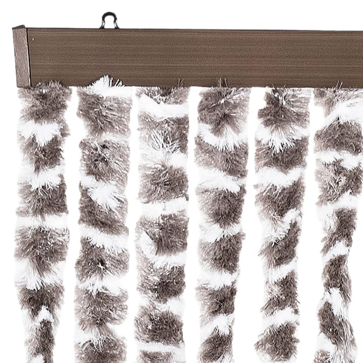 flueforhæng 100x230 cm chenille gråbrun og hvid