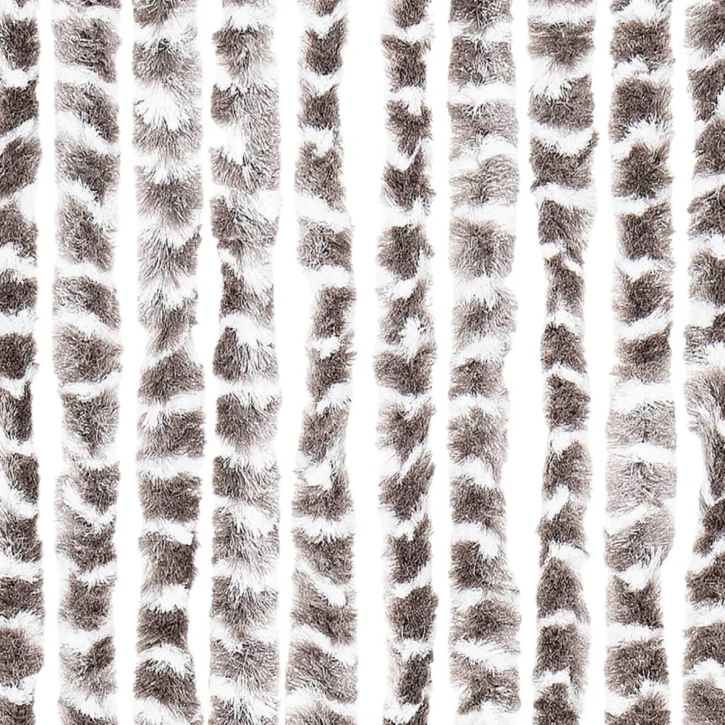 flueforhæng 100x230 cm chenille gråbrun og hvid