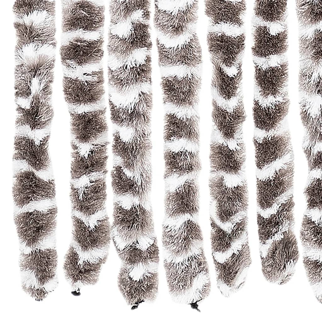 flueforhæng 100x230 cm chenille gråbrun og hvid