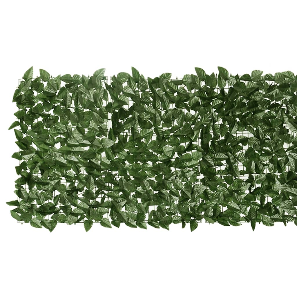 altanafskærmning 600x75 cm med mørkegrønne blade
