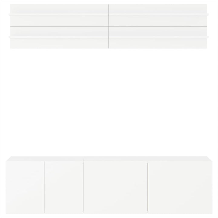 tv-møbel til væg 6 dele konstrueret træ hvid