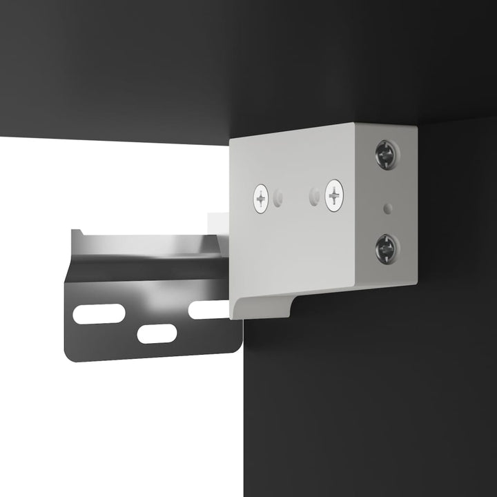 tv-møbel til væg 7 dele med LED-lys konstrueret træ sort