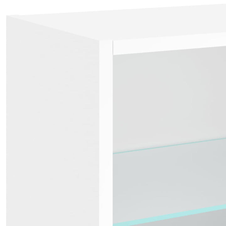 tv-møbel til væg 5 dele med LED-lys konstrueret træ hvid