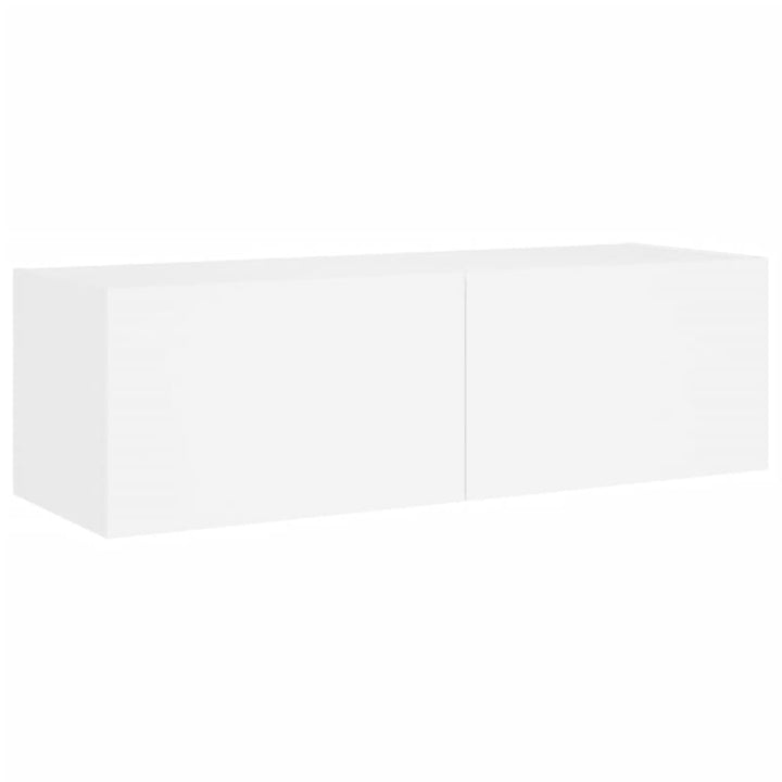 væghængt tv-møbel 5 dele med LED-lys hvid