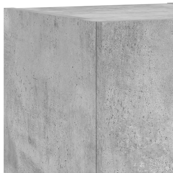 tv-møbel til væg 3 dele med LED-lys betongrå