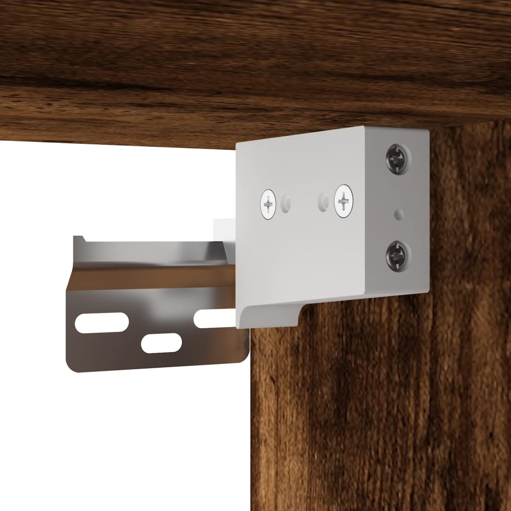 tv-møbel til væg 3 dele med LED-lys røget egetræsfarve