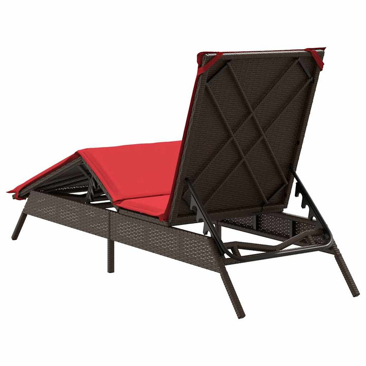 liggestol med hynde brun polyrattan