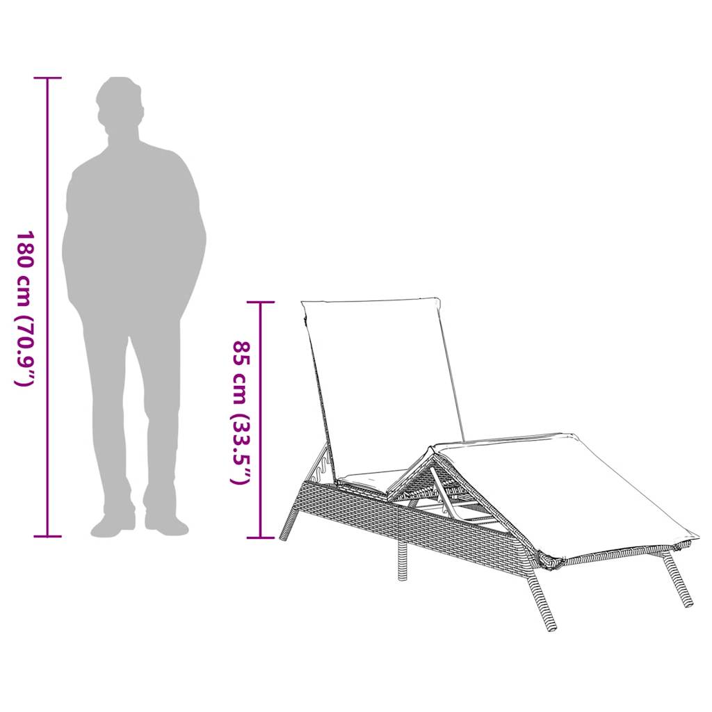liggestol med hynde sort polyrattan