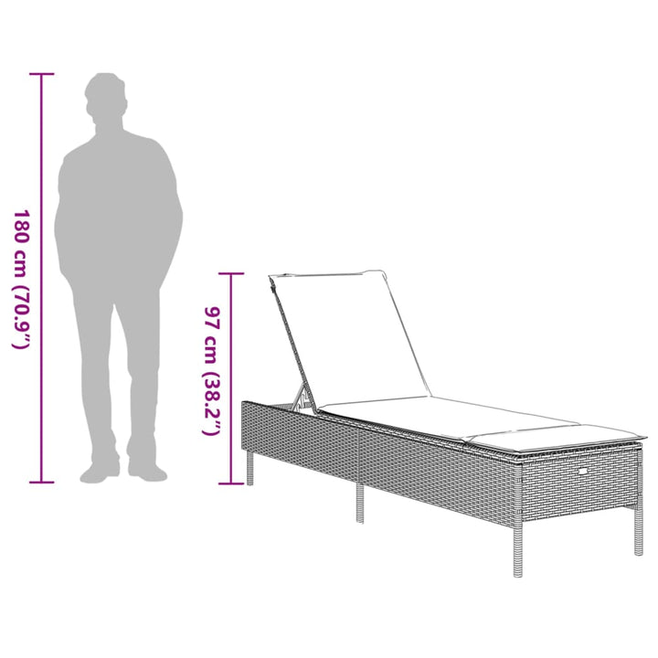 liggestol med hynde polyrattan beige