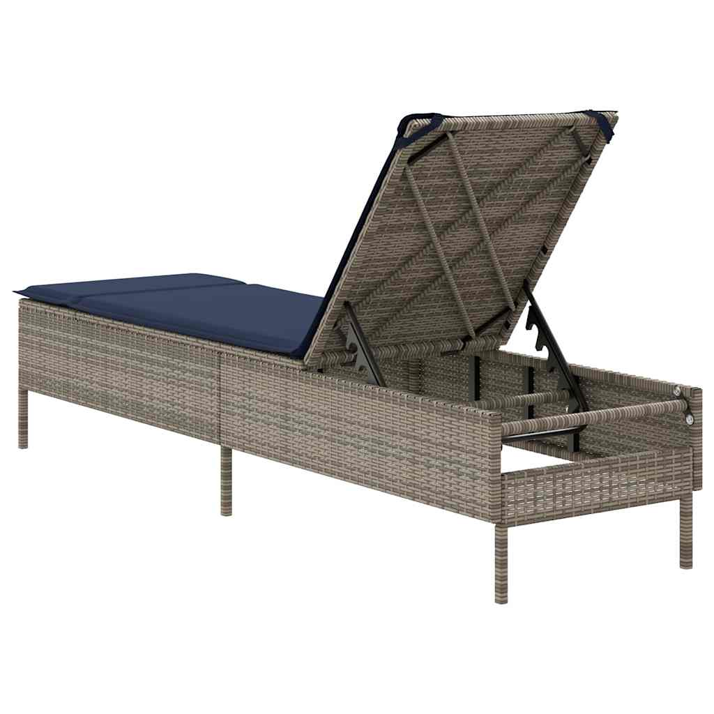 liggestol med hynde grå polyrattan