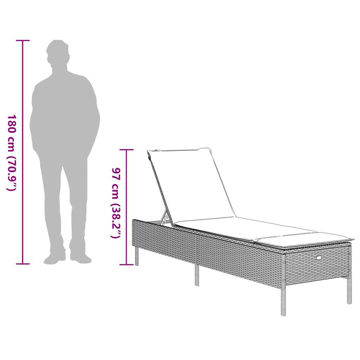 liggestol med hynde grå polyrattan