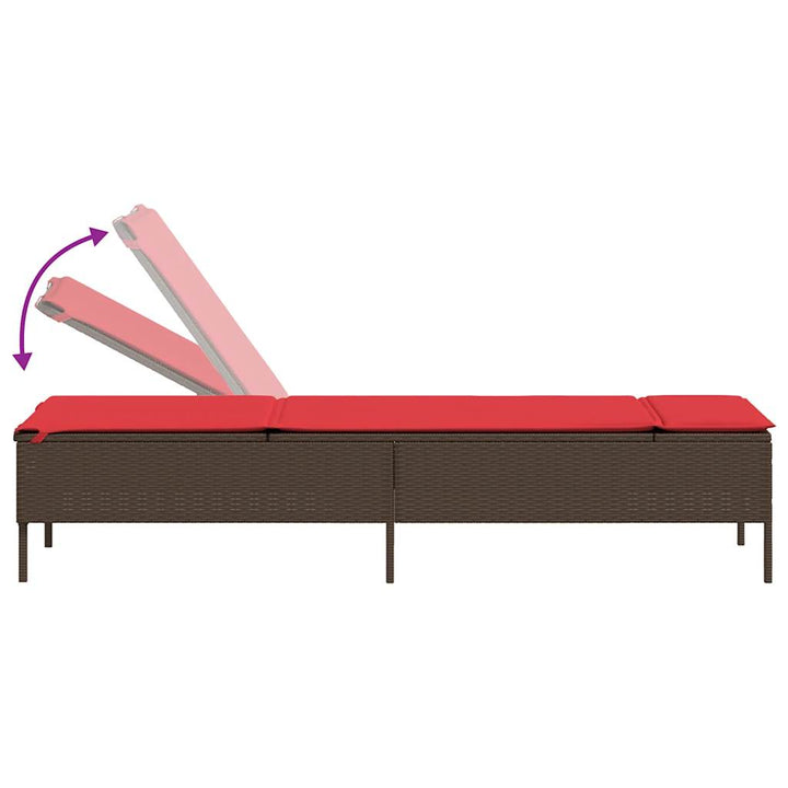 liggestol med hynde brun polyrattan
