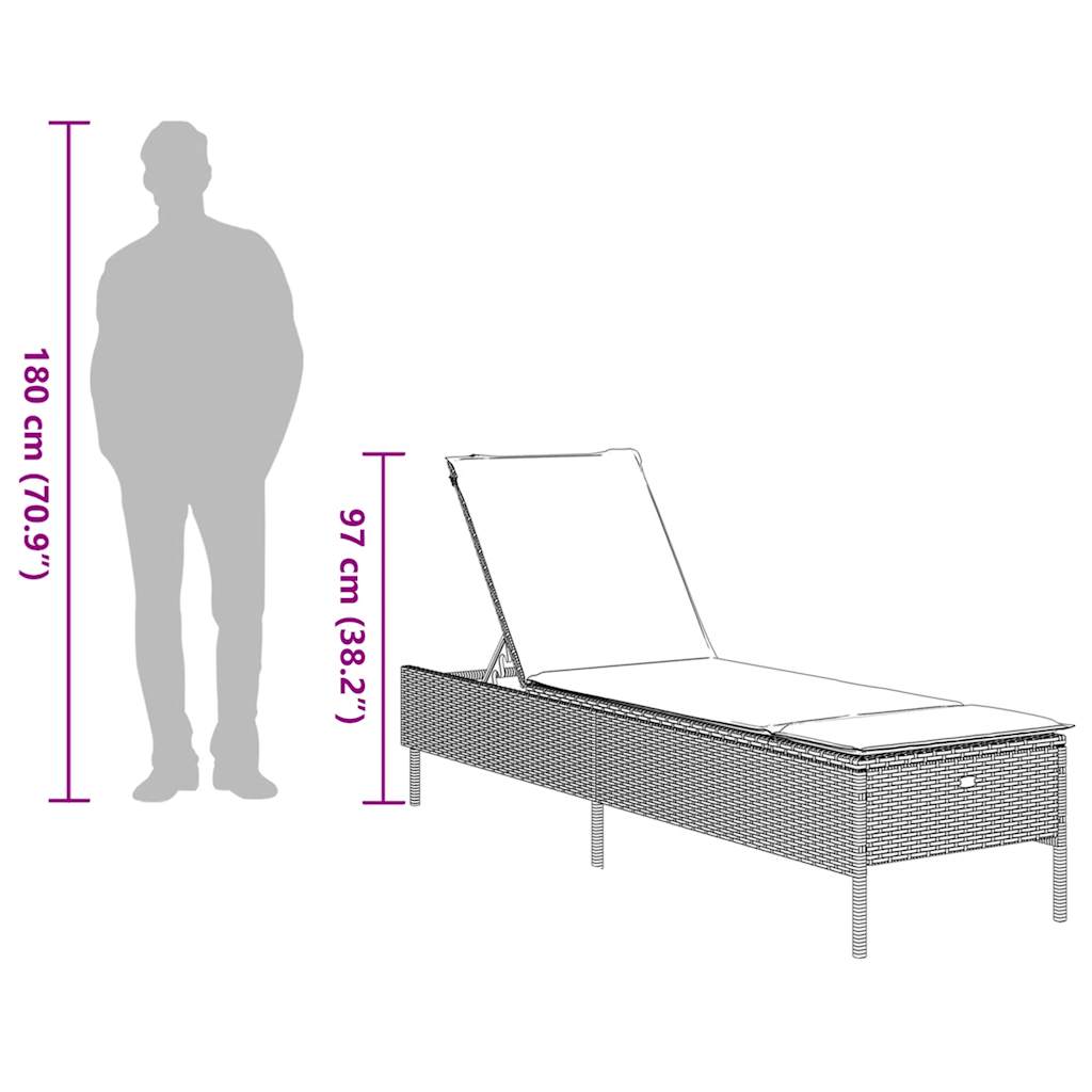 liggestol med hynde brun polyrattan