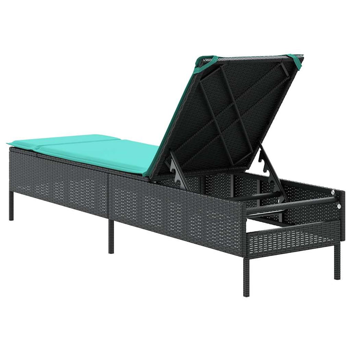 liggestol med hynde sort polyrattan