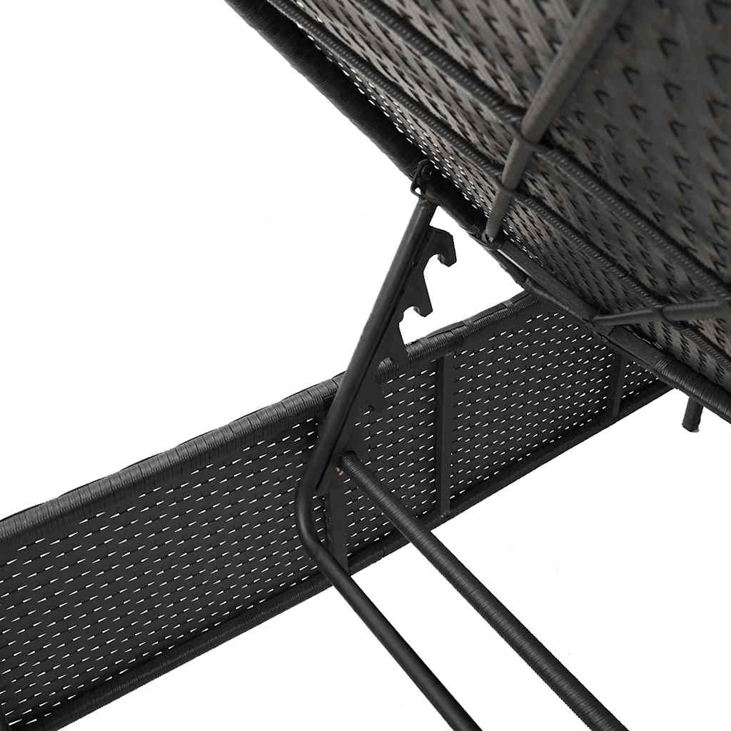 liggestol med hynde sort polyrattan