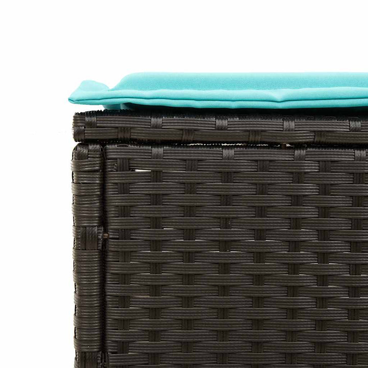 liggestol med hynde sort polyrattan