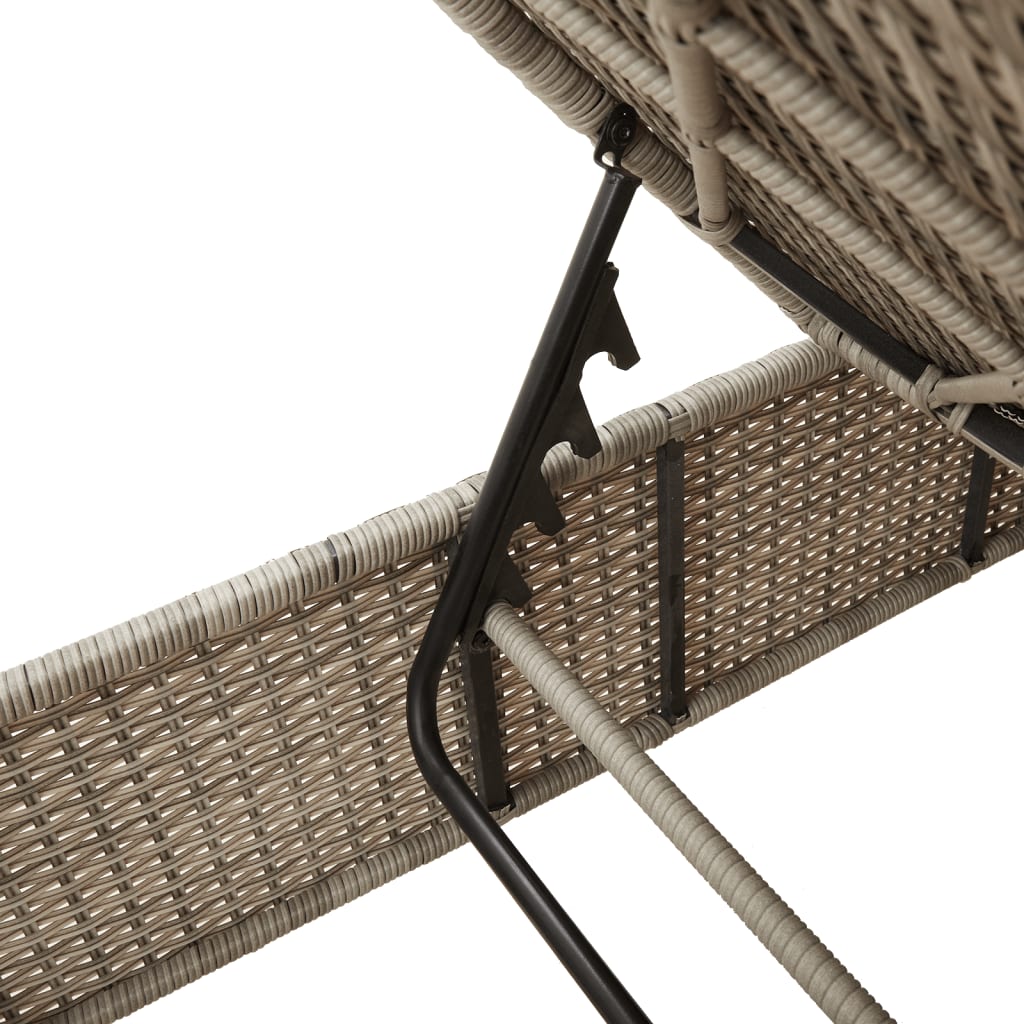 loungesofa med bord og hynde polyrattan lysegrå