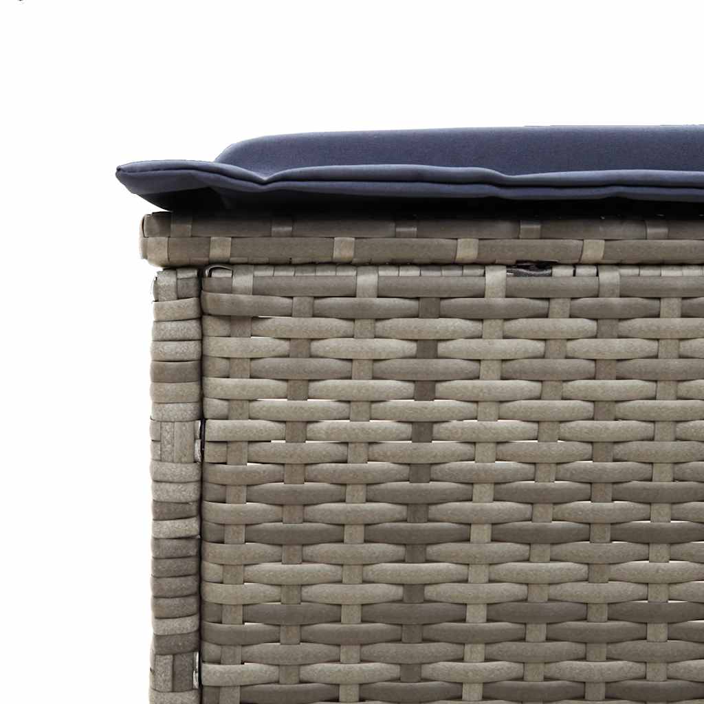 liggestol med bord og hynde grå polyrattan