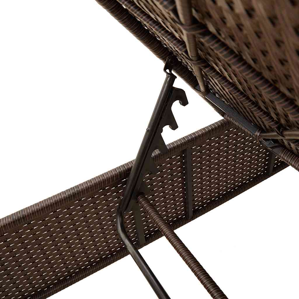 liggestol med bord og hynde brun polyrattan