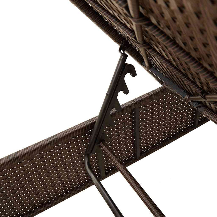 liggestol med bord og hynde brun polyrattan