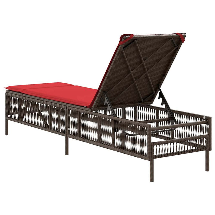 liggestol med hynde brun polyrattan