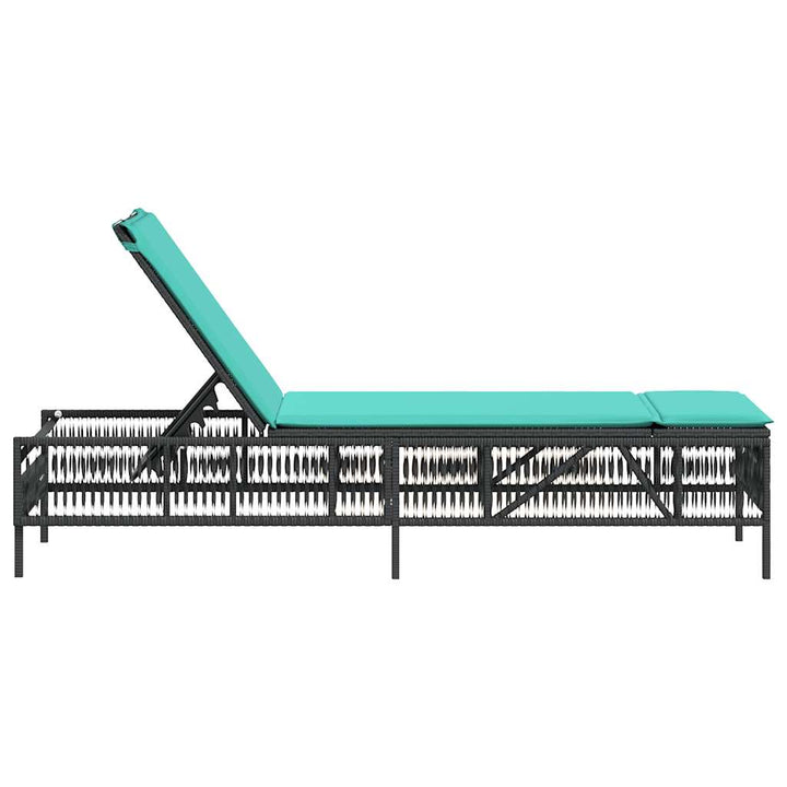 liggestol med hynde sort polyrattan