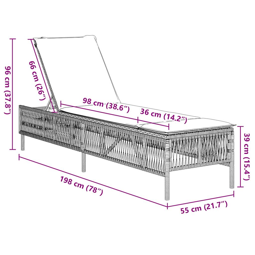liggestol med hynde sort polyrattan