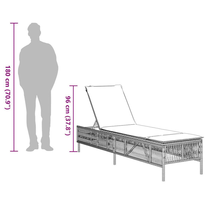 liggestol med hynde sort polyrattan