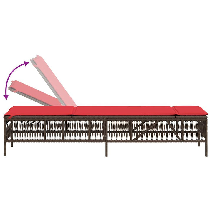 liggestole 2 stk. med bord brun polyrattan