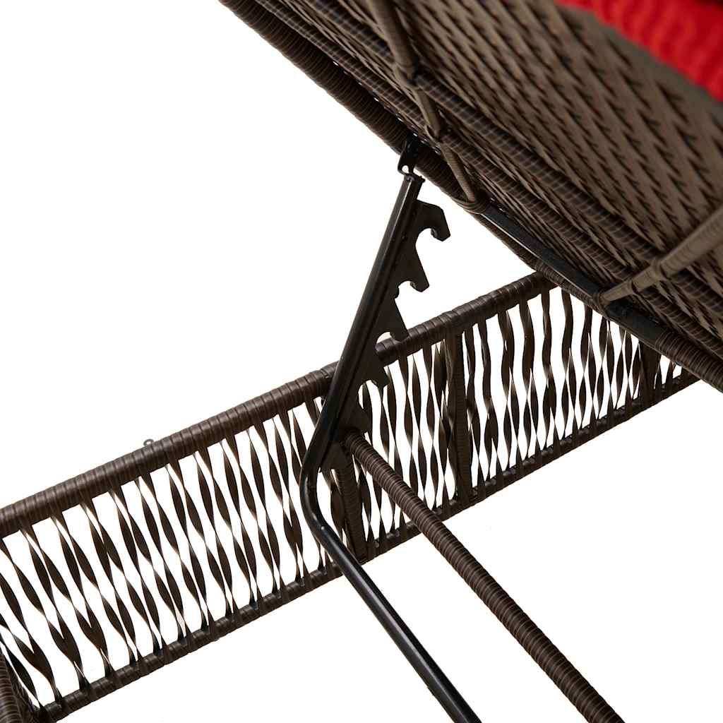 liggestole 2 stk. med bord brun polyrattan